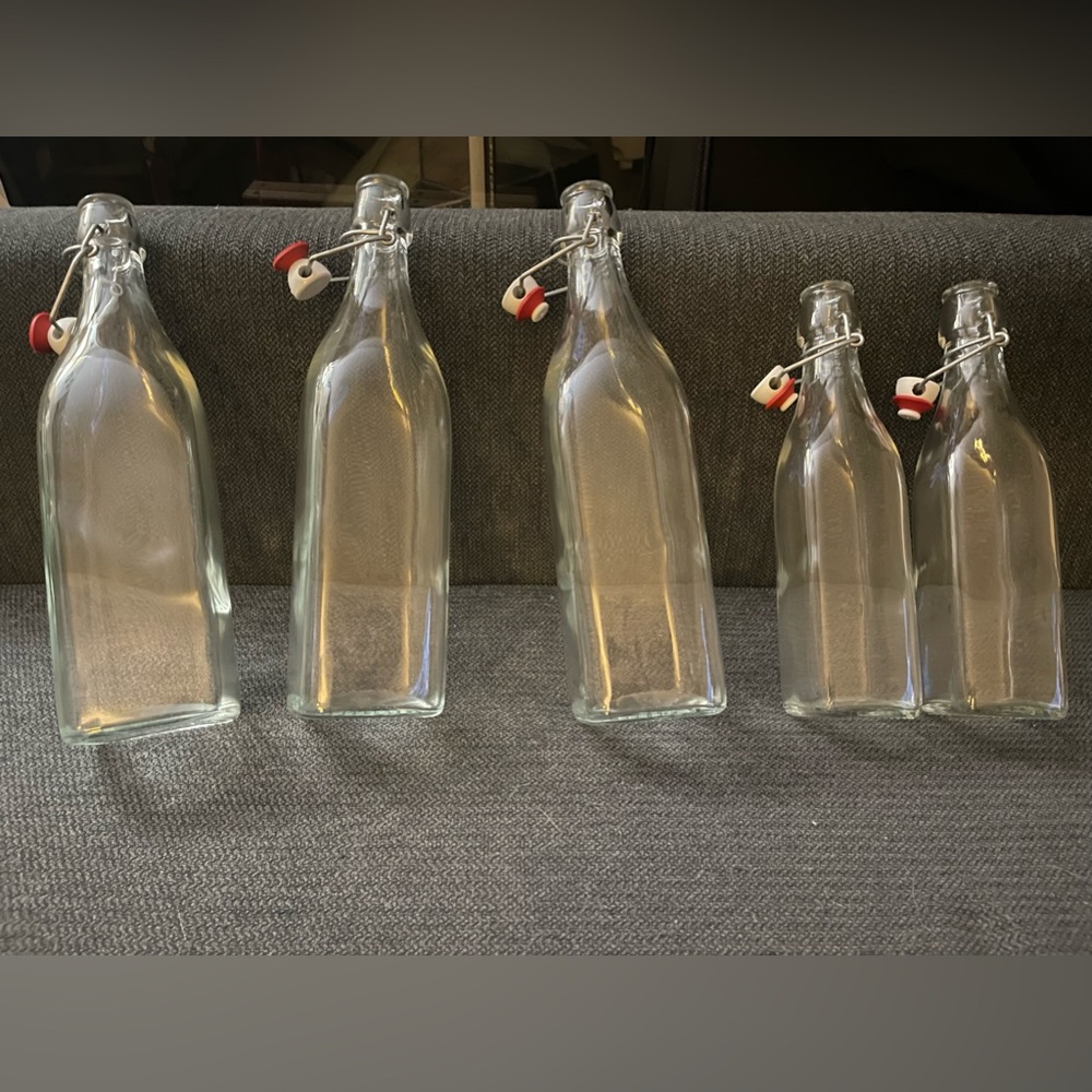 Mid Century Clear Glass Flip Top Bottles/Made in Italy | 150mL & 500mL